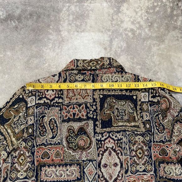 Chicos 1 M 8 Jacket Beaded Embroidered India Motif Tapestry Wearable Art Brown - Picture 7 of 12